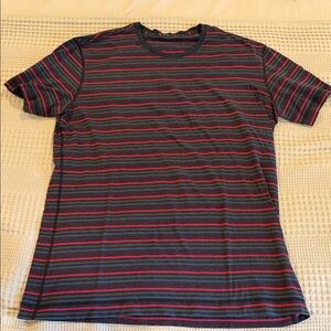 lululemon athletica Gray and Red Striped Tee